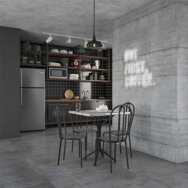 Imagem de conjunto de mesa com 4 cadeiras tânia craqueado preto listrado branco e preto