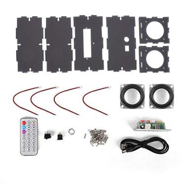 Imagem de EBTOOLS Kit de alto-falante com alto-falantes duplos, kit DIY de alto-falante Bluetooth, pacote de música MP3 estéreo Mini amplificador de potência 3W com controle remoto (cinza)