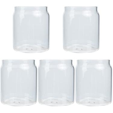 Imagem de Cabilock 5 peças de copos para casa pequeno para cremes, bebidas de suco - forma de água gelada transparente lata bebida cerveja uísque leite escritório vidro café lanche em forma de sobremesa resistente a frutas