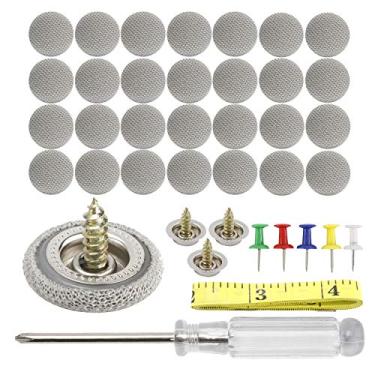 Imagem de Rebites de reparo de teto de carro HighFree Botão de reparo de cabeça 60 peças Retentor de rebites de encaixe de teto automático para fivela de reparo de tecido de teto interior com ferramenta de instalação (Grade cinza)