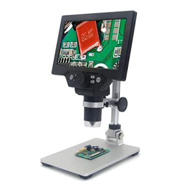 Imagem de Adaptador de microscópio G1200 microscópio digital de 7 polegadas tela colorida grande base display LCD 12MP 1-1200X acessórios de microscópio de lupa (cor: modelo de bateria embutida)