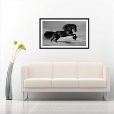 Imagem de Quadro Decorativo  Cavalos Animais Preto E Branco Decorações - Vital Q