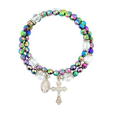 Imagem de CB Pulseira de Rosário com Contas de Oração Acrílico com Medalha Milagrosa, 20 cm, 8 inches, Vidro