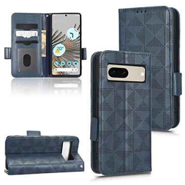 Imagem de Capas de telefone de negócios de luxo para Google Pixel 7 7 Pro capa de couro triangulo simétrico slots para cartão carteira clipe para celular Google Pixel 7 7 Pro capas (azul, Google Pixel 7)