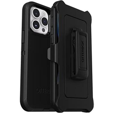 Imagem de OtterBox Capa para iPhone 14 Pro Max Defender Series – Preta, robusta e durável, com proteção de porta, inclui suporte de clipe de coldre