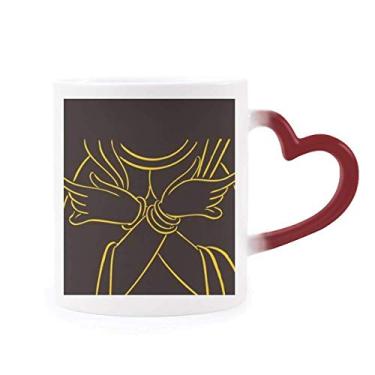 Imagem de Caneca Culture Religion Mão Padrão Busto Sensível ao Calor Caneca Vermelha Mudança de Cor