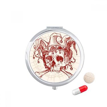 Imagem de Coringa Coringa Coroa Vermelha Esqueleto Padrão de Cartão de Poker Caixa de Armazenamento de Remédio Dispensador de Recipiente