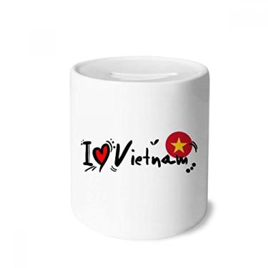 Imagem de DIYthinker I Love Vietnam Palavra Bandeira Love Heart Ilustration Caixa Dinheiro Cerâmica Porta-Moedas Presente