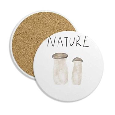 Imagem de Cogumelo natural Soloisland pintura copo copo copo copo redondo suporte absorvente pedra 2 peças