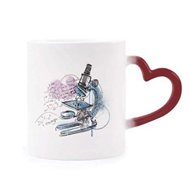 Imagem de Caneca Chemistry Kowledge microscópio sensível ao calor Caneca vermelha que muda de cor