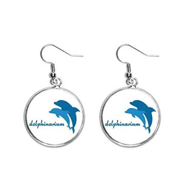 Imagem de Brinco de prata com padrão de golfinho amigável ao oceano azul joia feminina