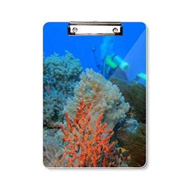 Imagem de Peixe oceano Pessoas Mergulho Coral Science Nature Prancheta Pasta Prancheta de Escrita Placa de Apoio A4