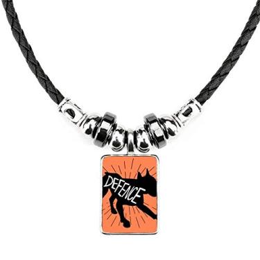 Imagem de DIYthinker Colar natural de burro preto com contorno de animal de jóia com pingente de corda de couro