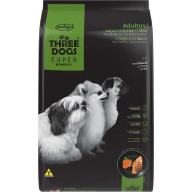 Imagem de Ração Seca Three Dogs Super Premium Frango e Cenoura para Cães Adultos Raças Pequenas e Mini - 1 Kg