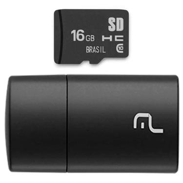 Imagem de Kit Leitor USB + Cartão de Memória 16GB Classe 10 - Multilaser MC162