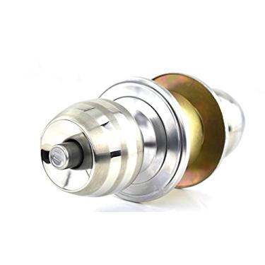 Imagem de Maçaneta da porta redonda Trava da porta de entrada em aço inoxidável Trava da porta com chave para o quarto Sala de estar Banheiro, 70 mm sem chave