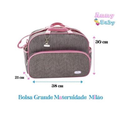 Imagem de Bolsa Maternidade Grande Milão Cinza/Rosa - Bmg0003 - Lilian Baby