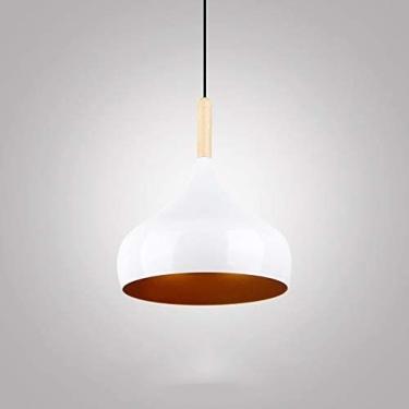 Imagem de Lustre Interno Luminária Nordic Simple Bar Suspensão Luminária Pendente Colorida Restaurante Quarto Luzes De Cabeceira Arte Moderna E Luminária Criativa Base E27 Com Madeira E Alumínio,branco+dour