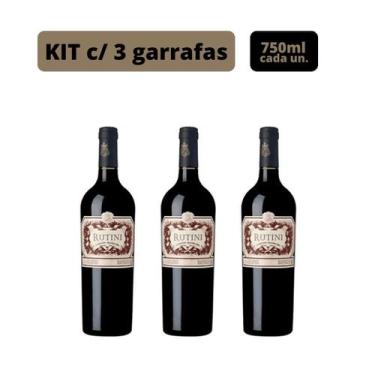 Imagem de Vinho Argentino Tinto Malbec Rutini Kit 3 Und  750ml