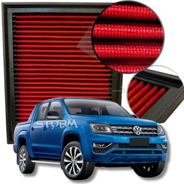 Imagem de Filtro de Ar esportivo Compatível com Volkswagen Amarok 3.0 Turbo V6 TDI Highline 3.0 4x4 Extreme Comfortline Cabine Dupla Black Style Camionete