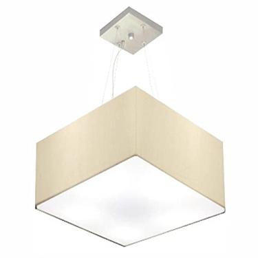 Imagem de Lustre Pendente Quadrado Cúpula Tecido 25/40x40 cm, Vivare Iluminação, Pendente4195 LA, Algodão Cru, Médio