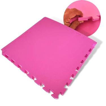 Imagem de Kit 8 Tapete EVA Infantil Tatame Bebe Criança Placa de 50x50cm 10mm Área de 2m² Diversas Cores Brinquedoteca Atividades (Rosa Pink)