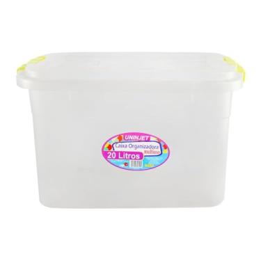 Imagem de Caixa Organizadora Multiuso Transparente 20 Litros Com Trava Com Tampa Cesto Plástico Para Armário Pote Empilhável Sapato Calçado Tênis Resistente Guarda Roupa Edredom Coberta Jóia Bijuteria PROPIUS