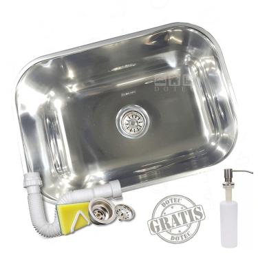 Imagem de Kit Cuba N1 Inox Alto Brilho 46x30x17 Tecnocuba Com Dosador