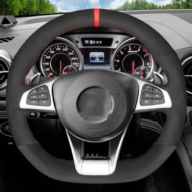 Imagem de LAVIYE Anti-Slip Preto Camurça Car Steering Wheel Braid Cover, para Mercedes-Benz A45 AMG W205 C43 C63S AMG CLA45 CLS63 AMG GLC 43 63 AMG