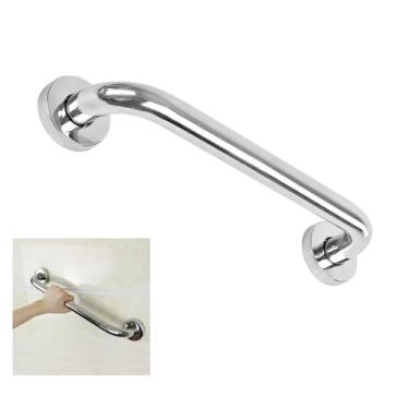 Imagem de Alça de Apoio Inox Barra 30cm Segurança Idoso Gestante Banheiro Box Parede Suporte Acessibilidade Resistente Corrimao Parede