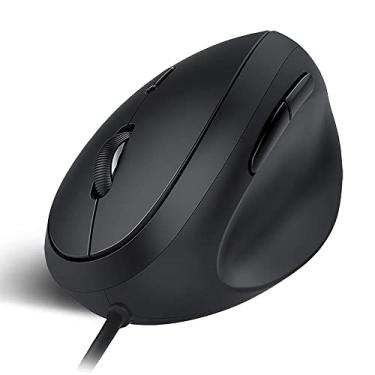 Imagem de shoplease Mouse ergonômico com fio, mouse óptico vertical com 3 ajustáveis 800/1200/1600, mouse de computador USB com 6 botões
