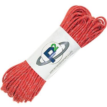 Imagem de Paracord duplo reflexivo cruzado da PARACORD PLANET 200 lb – 2 traçadores refletores brilhantes retrô para o melhor em cabo de alta visibilidade – O cabo 100% de nylon é feito nos EUA, Reflective Red, 500 Feet (Wrapped on Spool)
