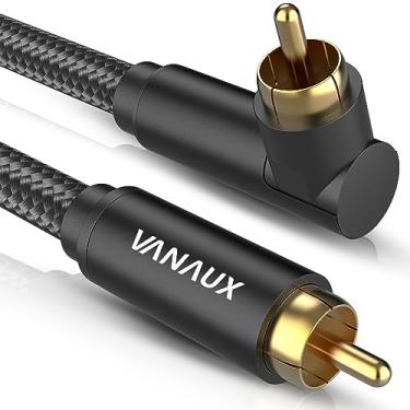 Imagem de VANAUX Cabo subwoofer RCA de 90 graus, cabo macho para macho, cabo de áudio coaxial digital para home theater, barra de som, TV, PS4, Xbox e mais, preto (1,5 m)