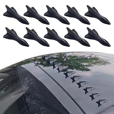 Imagem de Fogfar Antena de barbatana de tubarão de carro com 10 peças, antena de carro traseiro, acessório de ajuste de carro, kit difusor de barbatana de tubarão, adequado para a maioria dos carros (fibra de