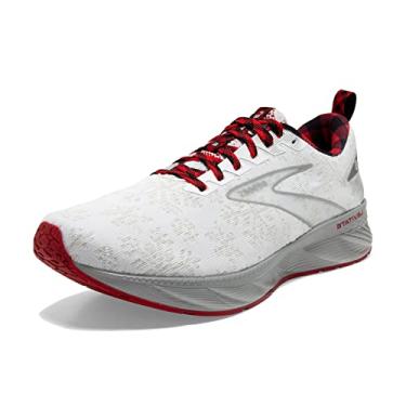 Imagem de Brooks Tênis de corrida masculino neutro Levitate 6, Branco/Vermelho/Prata, 11.5