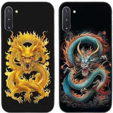 Imagem de 2 peças de dragão chinês impresso TPU gel silicone capa de telefone traseira para Samsung Galaxy (Galaxy Note 10)
