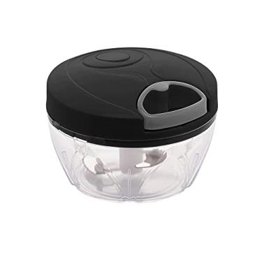 Imagem de MINI PROCESSADOR DE ALIMENTOS MANUAL DE PLÁSTICO 3 LÂMINAS PRETO E CINZA 12,5x9cm/500ml