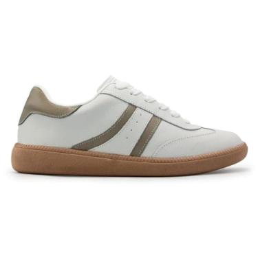 Imagem de Tênis Usaflex Feminino Clássico Em Couro Conforto Casual Branco/taupe Aj0209006 34