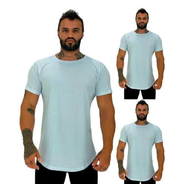 Imagem de Kit 3 Camiseta Longline MXD Conceito Slim Cores Básicas e Mescladas Lisas-Masculino