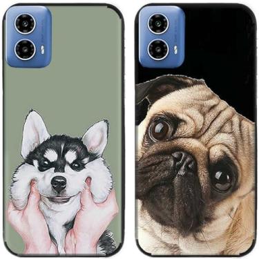 Imagem de 2 peças de capa de telefone traseira de silicone em gel TPU com estampa fofa para Motorola Moto G34 5G (Husky Dog)