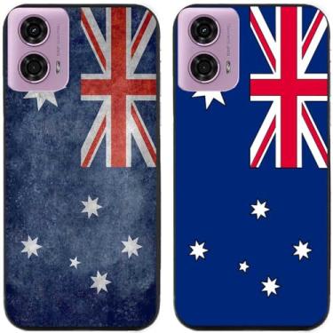 Imagem de 2 peças impressas TPU gel silicone capa traseira para celular Motorola Moto G24 (bandeira da Austrália)