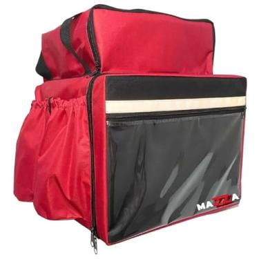 Imagem de Mochila Bag Completa Em Nylon para Motoboy Delivery com ISOPOR 45L - Vermelho/Preto