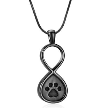 Imagem de VCCWYQK Colar de urna de animal de estimação Infinity Love para cinzas de cão/gato, urna de lembrança funerária, pingente, joia de cremação, Aço inoxidável, Sem Pedra Preciosa