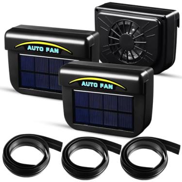 Imagem de Tujoe 3 peças de ventilador de carro movido a energia solar exaustor de veículo ventilador movido a energia solar ventilador de janela de carro ventilador refrigerador sistema de ventilação radiador