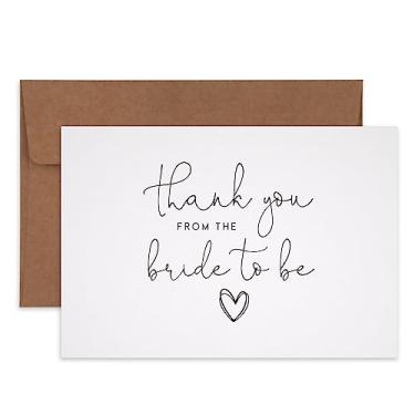 Imagem de All Ewired Up Cartões Thank You From The Bride To Be Heart com envelopes Kraft, caixa com 30, dobrado, tenda, volume, casamento, chá de panela, despedida de solteira, noite de galinha, jantar de ensaio