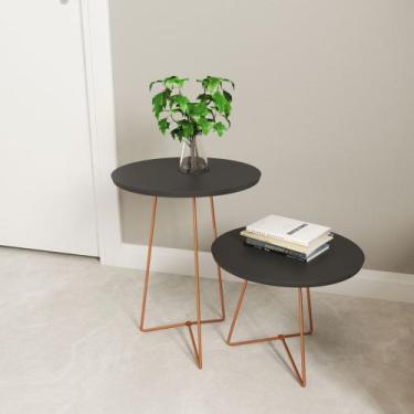 Imagem de Conjunto Mesas Lateral e Centro Orquídea -Pés Ferro - Preto - Nosso So