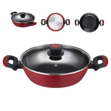 Imagem de Panela Caçarola Rasa Antiaderente Cerâmica Fundo Indução 28cm Oxford E