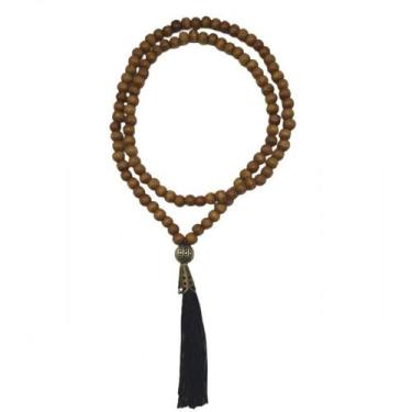 Imagem de Japamala Budista 108 Contas Em Madeira 8 Mm Pompom Preto - Bialluz Pre