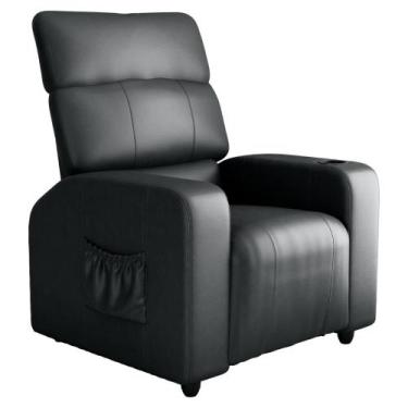 Imagem de Poltrona Reclinável para Descanso Hi Sintetico Preto - Mais de Casa