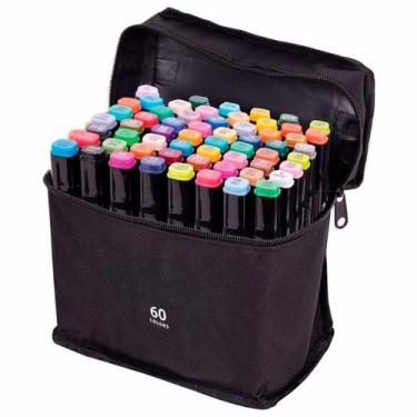Imagem de Canetinhas Coloridas Kit 60 Unidades Escolar Pintura Linha Profissiona